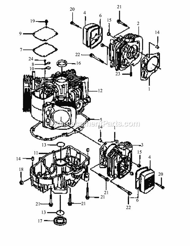 Fh680v-As01 Cylinder & Crankcase Diagram and Parts List for M60-KW 53AB5DBX150 Cub Cadet Sprayer